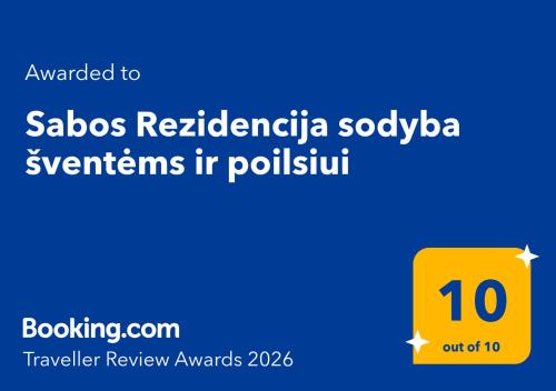 a yellow rectangle with the words saos reintegrationaci socialismka systems at Sabos Rezidencija Private Countryside Villa near Vilnius in Dzenkuniskes
