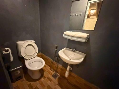 a bathroom with a toilet and a sink at Dou Houz Georgetown in George Town
