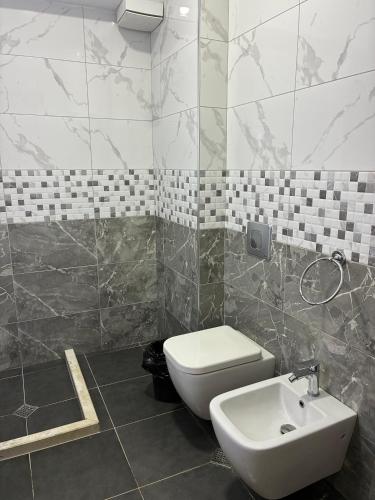 a bathroom with a toilet and a sink at Bejart Apartment 8 in Tirana
