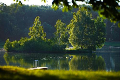 a small island in the middle of a lake at Donaupark Camping Tulln in Tulln