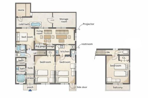 a floor plan of a house at sante 4073 STAY & SAUNA HAKATA ISLAND #1 AROZU in Imabari