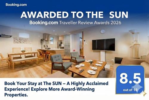 a advertisement for a living room with a living room at THE SUN in Sapporo
