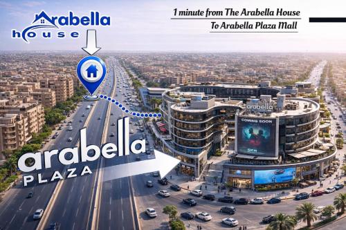 an aerial view of a building with a freeway at Arabella Residence 2BR - New Cairo Luxury Stay in Cairo