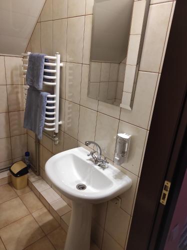 a bathroom with a sink and a mirror at Motel M19 in Lipiny
