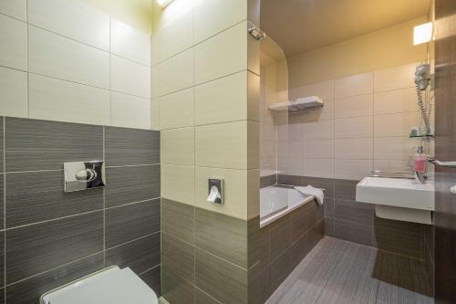 a bathroom with a toilet and a sink at AR Golden House II in Košice
