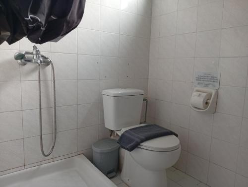 a bathroom with a toilet and a shower at on the STRIP studio 3 in Kavos