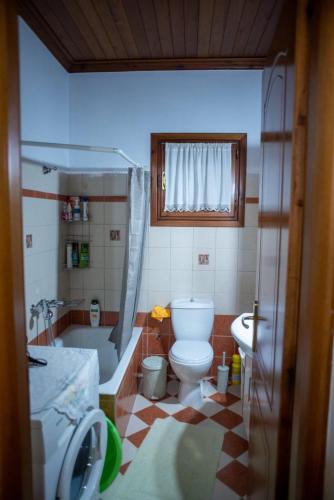 a bathroom with a toilet and a tub and a sink at Theasi in Konitsa