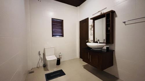 a bathroom with a sink and a toilet at The Rusty Villa in Hatton