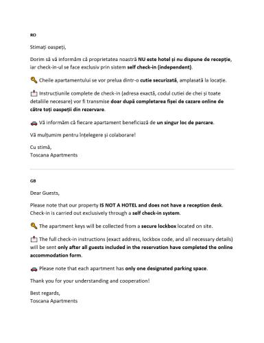 a screenshot of a page of a document at Toscana Apartments in Otopeni