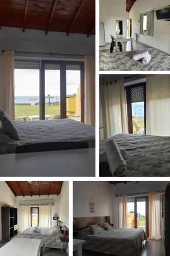 un collage di quattro foto di una camera da letto di Complejo San Cristobal a Santa Clara del Mar