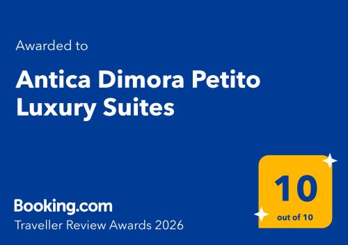 a yellow square with the words antica dinnerina pittiopinia luxury suites at Antica Dimora Petito Luxury Suites in Matera