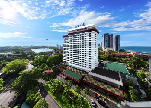 an aerial view of a hotel in a city at Hilton Colombo Hotel in Colombo