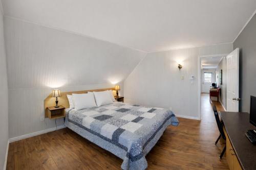 a bedroom with a bed and a television in it at Motel Au Vieux Frontenac in Thetford Mines