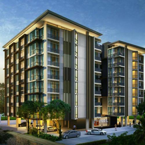 a rendering of a building with cars parked in front at The Pixel Places in Nonthaburi