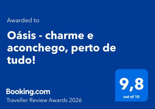 a screenshot of a cell phone with the words oasis channel eaccoacco at Oásis - charme e aconchego, perto de tudo! in Alto Paraíso de Goiás