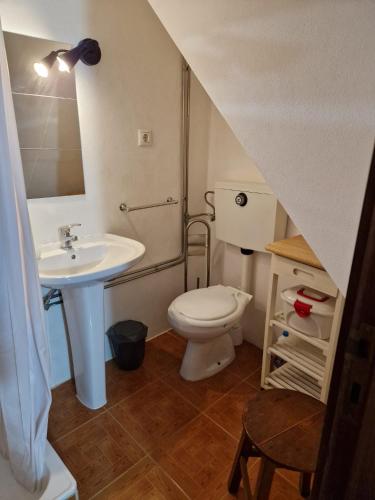 a small bathroom with a sink and a toilet at Carneiro Country Houses Casa das Batatas in Amarante