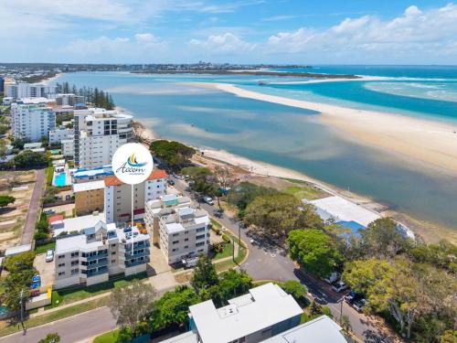 an aerial view of a beach and buildings at Windbourne unit 4 Golden Beach QLD in Golden Beach