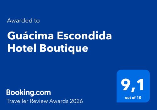 a blue sign with the words guatemala escondida hotel boutique at Guácima Escondida Hotel Boutique in Guácima