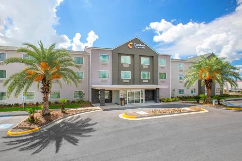 an office building with palm trees in front of it at Comfort Inn & Suites Houma in Houma