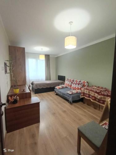 a living room with a couch and a bed at Tbilisi Dirsi Complex in Tbilisi City