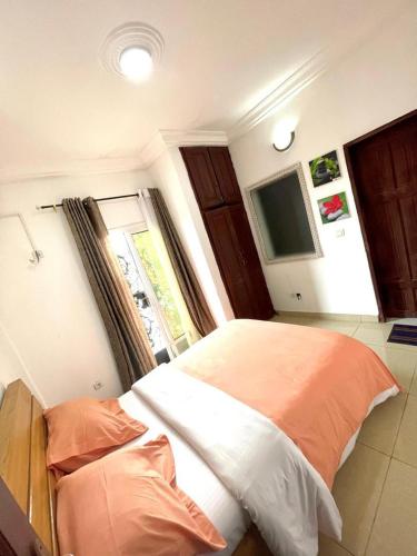 a bedroom with a large bed and a television at sidof Redence L&A in Yaoundé