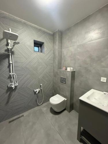 a bathroom with a toilet and a sink at Görədil bağ evi in Mekhrably