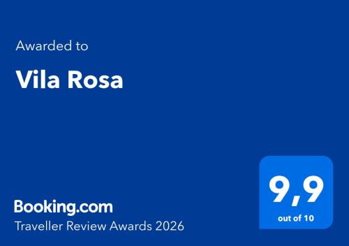 a blue screen with the text awarded to vita rosa at Vila Rosa in Vukovar