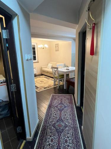 a hallway with a living room and a dining room at WEGA Star Apartmani in Brzeće
