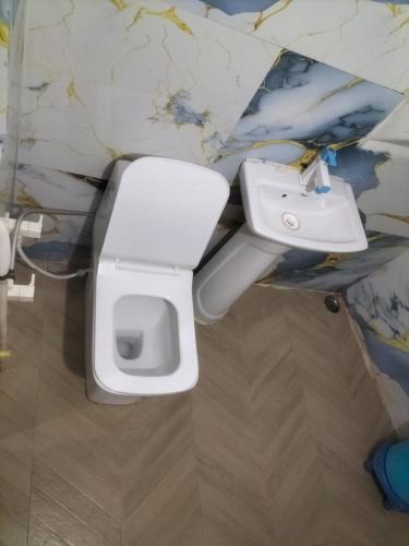 a bathroom with a white toilet and a sink at Shri Radha Raman Ji Seva Sadan in Mathura