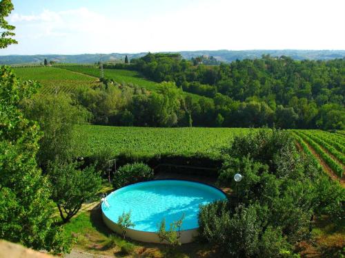 a swimming pool in the middle of a vineyard at Peaceful Holiday Home with Pool in Montefiridolfi Italy in Montefiridolfi