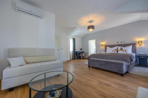 a living room with a bed and a couch at Villa Jackie in Bribir