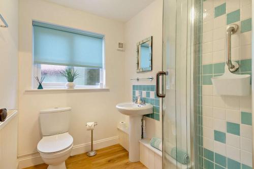 a bathroom with a toilet and a sink and a shower at 2 Bed in Bodham oc-m15008 in Bodham