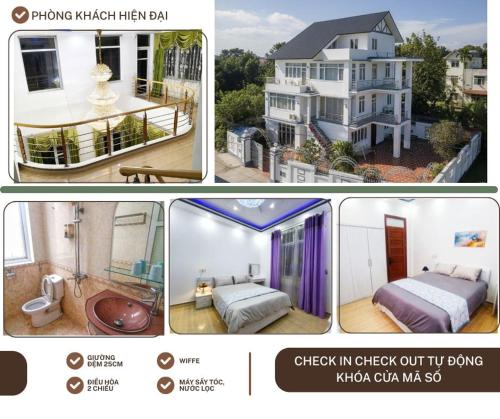 a collage of three pictures of a house at Hà Chi Villla Hà Giang in Ha Giang