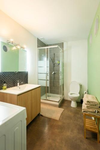 a bathroom with a shower and a toilet and a sink at COCKTAIL & DREAM #Hyper Centre# Renové# fully equiped in Chalon-sur-Saône
