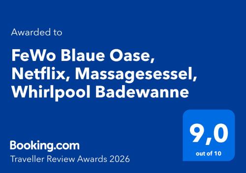 a sign that reads fever two bloke case neccessary massageassisted at FeWo Blaue Oase, Netflix, Massagesessel, Whirlpool Badewanne in Germersheim