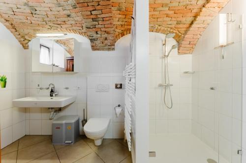 a bathroom with a toilet and a sink at Naturoase Mühlviertel in Sankt Johann am Wimberg