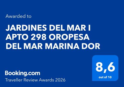 JARDINES DEL MAR I APTO 298 OROPESA DEL MAR MARINA DOR