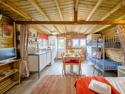 a small room with a kitchen and a bunk bed at Starling Lodge - Uk31071 in Westward