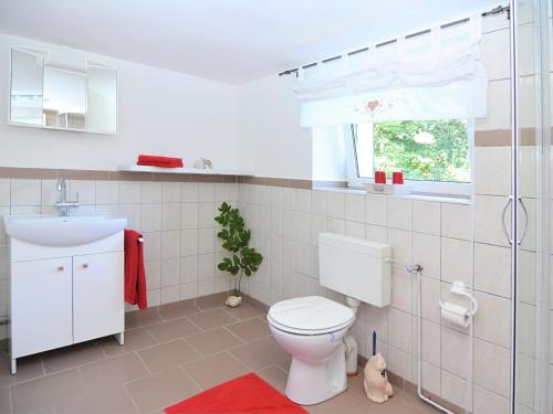a bathroom with a toilet and a sink at Gorgeous Apartment in Olsberg near Ski Area in Elpe