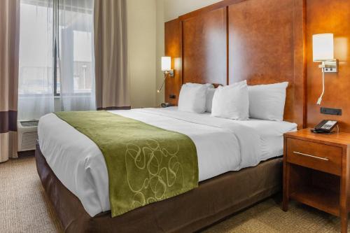 a hotel room with a large bed and a window at Comfort Suites Dover University Area in Dover