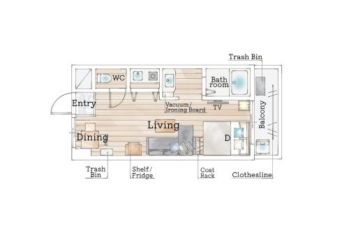 7minute walk from Ebisu Station ,1R , 3 min to Shibuya and 8 min to Shinjuku by train from the nearest station