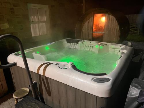 a bath tub with green water in it at Waterside annexx in Durham
