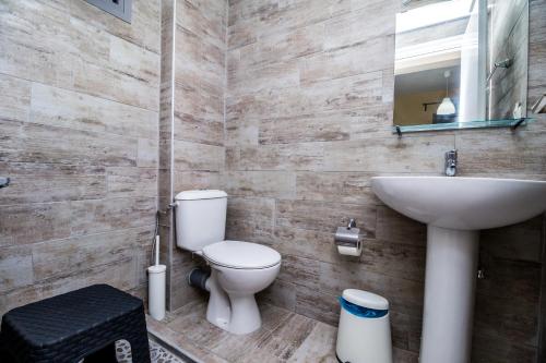 a bathroom with a toilet and a sink at Nefeli in Vasiliki