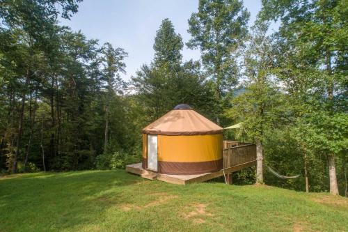 a gazebo in the middle of a field at Summerset Ridge in Cullowhee