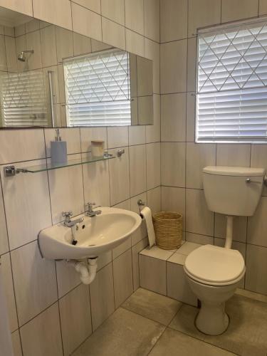 a bathroom with a toilet and a sink at Flamingo Park D1 Langebaan in Langebaan