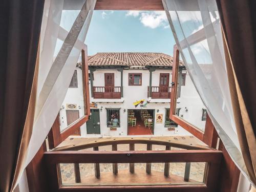 a view from the window of a house at Casa Sie in Villa de Leyva