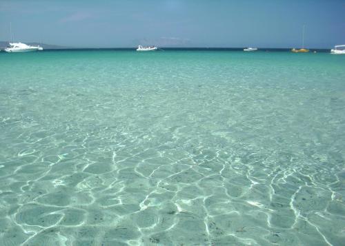 a large body of water with some boats in it at Residence Bouganvillage in Budoni