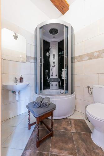 a bathroom with a tub and a sink at Palac Kursko Agroturystik in Kursko