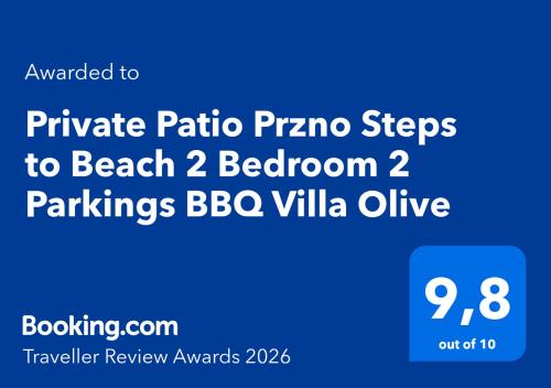 Private Patio Przno Steps to Beach 2 Bedroom 2 Parkings BBQ Villa Olive photo 2