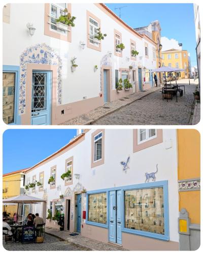 a collage of two pictures of a building at Vida à portuguesa, Charming apartment "Algarve" , in the cultural and historical center in Portimão